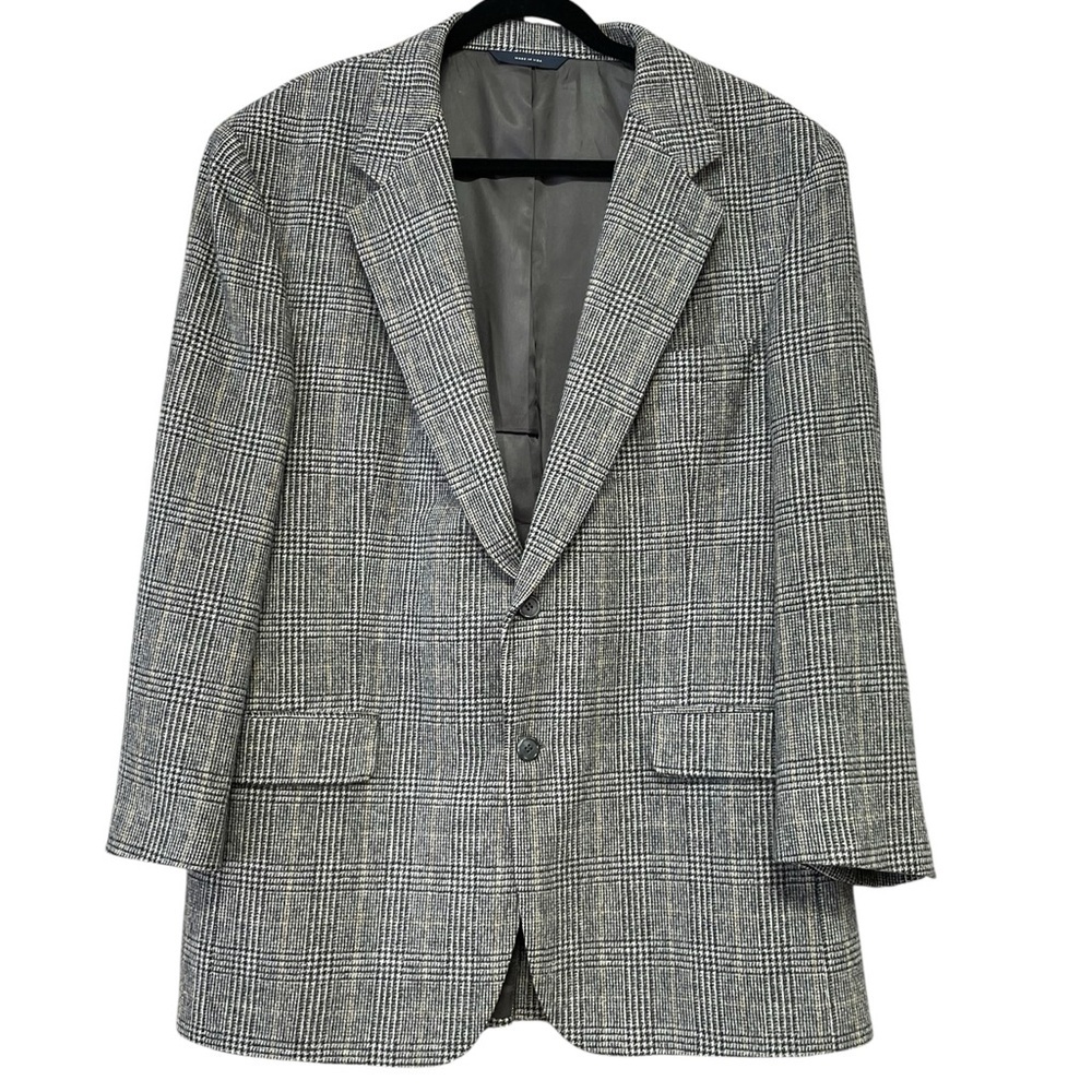 Brooks Brothers Blazer Suit Jacket Sport Coat Grey Plaid Camel Hair 42 Short Arm